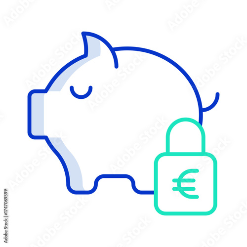  safe lock money outline color icon design