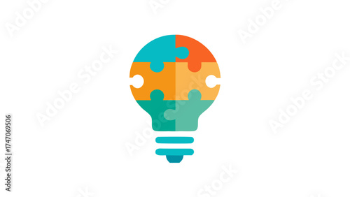 Light bulb made of puzzle pieces symbolizing ideas and solutions