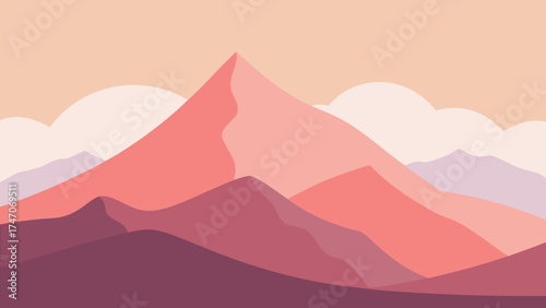 Minimalist Mountain Landscape in Soft Colors nature