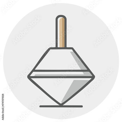 Icon of a spinning top toy with a handle ready to spin