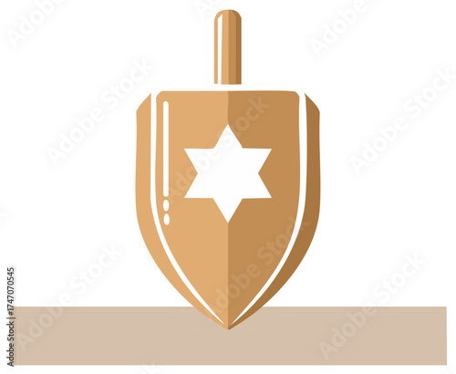 Traditional Hanukkah dreidel with Star of David a Jewish holiday game
