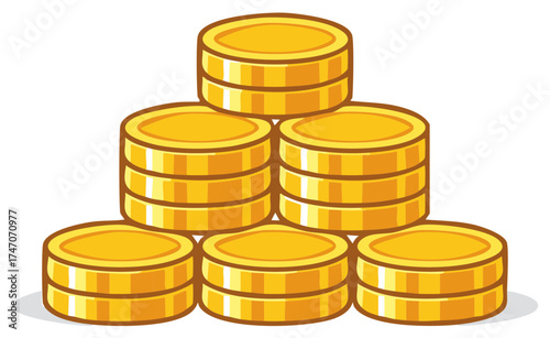 Cartoon gold coins stacked in a pyramid