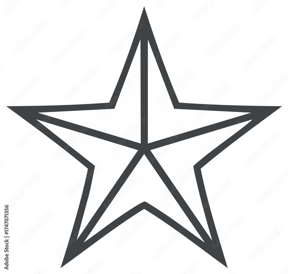 Fototapeta premium Black outline five-pointed star icon symbol graphic element design