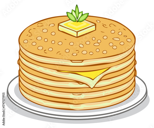 Stack of Pancakes with Butter and Syrup