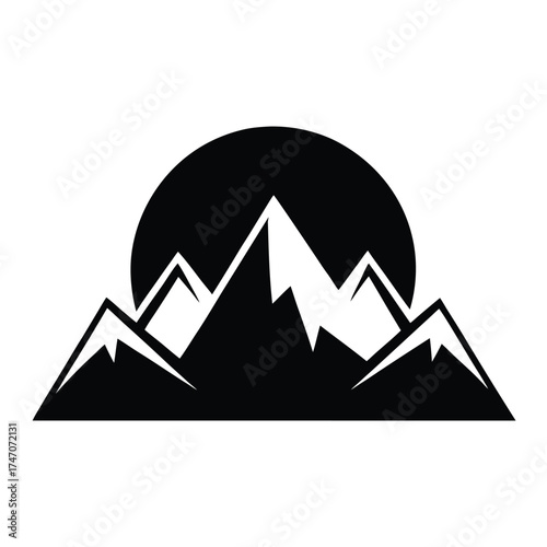 Mountain peaks sun rise silhouette sunrise