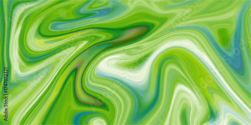 Abstract green and blue liquid silk texture pattern with wavy light curves illustration for fabric design. liquify, wallpaper, satin, waves, swirl, backdrop, cloth, metal, motion