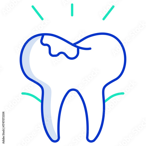 decay tooth outline color icon design
