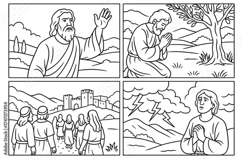 Biblical comic panels for religious education and storytelling design