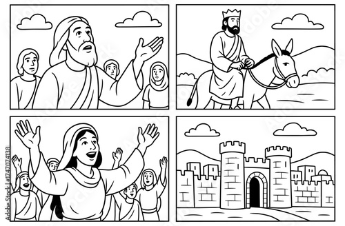 Biblical prophecy comic panels for religious storytelling and education