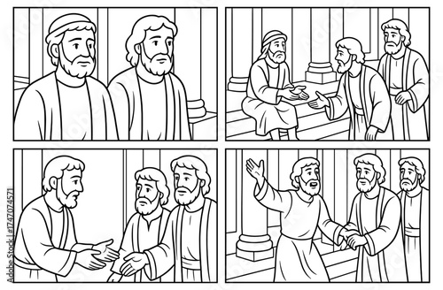 Biblical story comic panels for educational and religious content creation