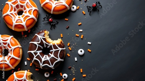 Delicious Halloween Themed Doughnuts with Spooky Decorations Perfect for a Festive Treat.
