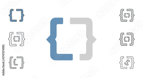 Collection of curly brace bracket icons for coding and programming.