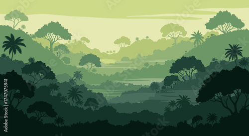 Explore the serene beauty of a lush green jungle, a peaceful landscape perfect for nature lovers and calming backgrounds
