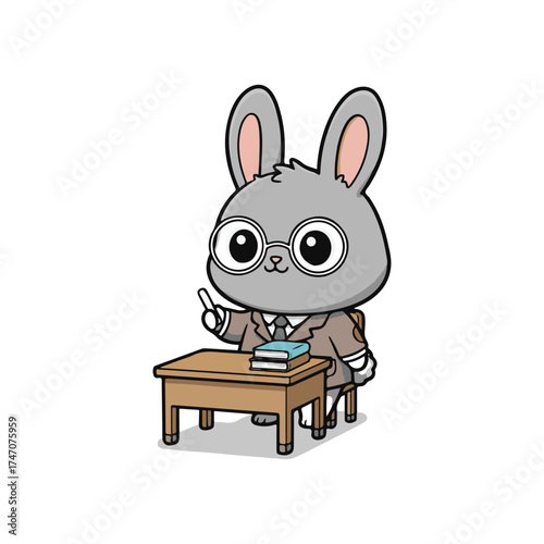 rabbit with a big smile vector illustration on white background 
