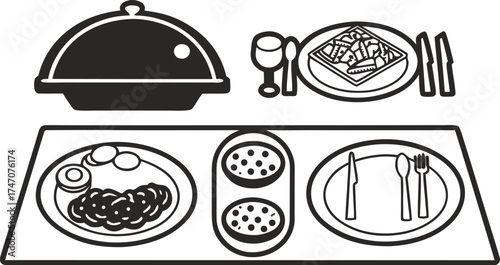 catering and banquet vector icons table setup di