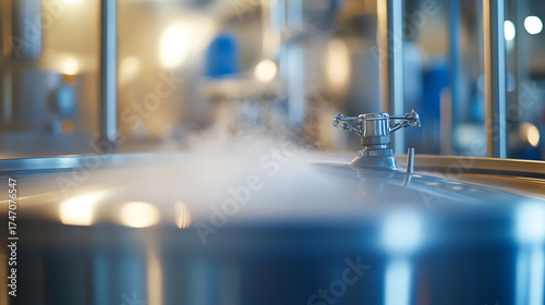 Wallpaper Mural Industrial vessel with steam: A close-up showcasing modern manufacturing precision, capturing the intensity of production processes and technological advancements. Torontodigital.ca