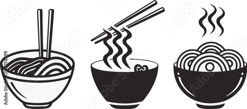 noodle shop icons chopsticks ramen bowl steam