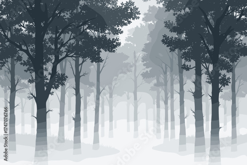 Enchanting foggy forest landscape with stunning depth and mysterious allure for nature lovers and outdoor adventures