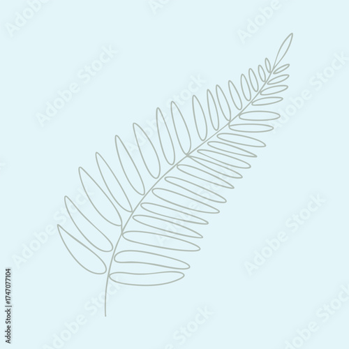 Minimalist line drawing of a fern leaf on a soft pastel emphasizing simplicity and natural elegance
