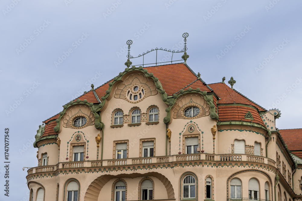 Fototapeta premium Black Eagle Palace in Oradea on Union square in the ancient center of Oradea Crisana region Transylvania in Romania