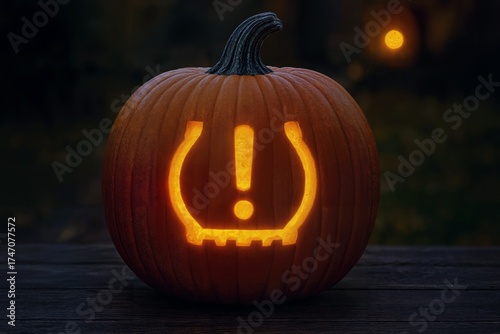 Low Tire Pressure Warning Pumpkin – Spooky Automotive Halloween