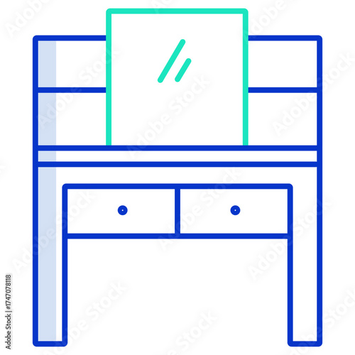 dressing table outline color icon design