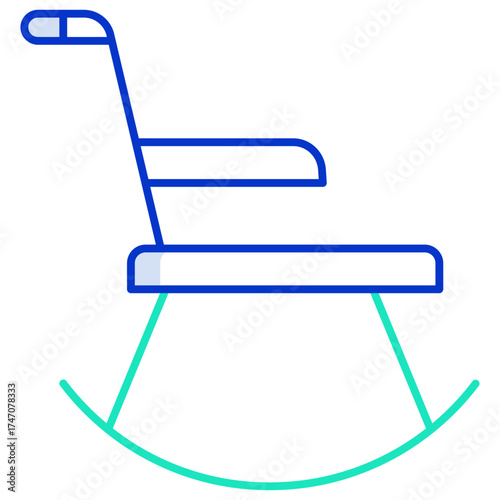 rock chair outline color icon design