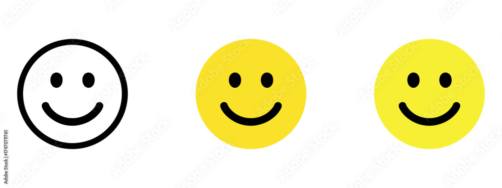 Fototapeta premium Rating and feedback emoticons vector illustration — happy, neutral, and sad emoji set for customer reviews, surveys, and user satisfaction. 