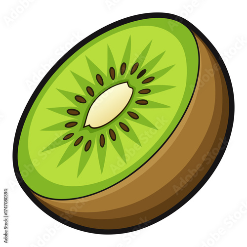 Kiwi slice vector art with clean gradient and white background vector illustration