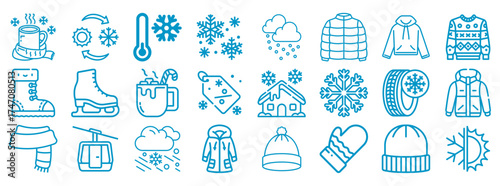 Winter Icons Collection Snow, Cold Weather Gear, and Activities