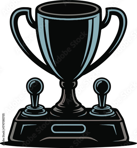 E-Sports Gaming Trophy with Retro Joystick Controllers