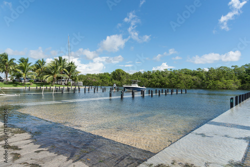 King tide covering the boat ramps at Black Point Marina in Miami