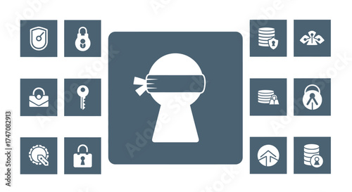 Keyhole Silhouette with Blindfold Symbolizing Security and Privacy.