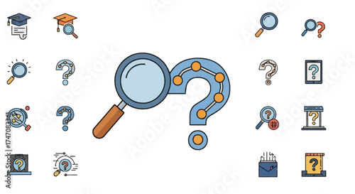 Magnifying Glass and Question Mark Symbolizing Investigation and Inquiry.