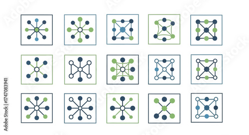 Network diagrams representing connections and relationships in a visual format.