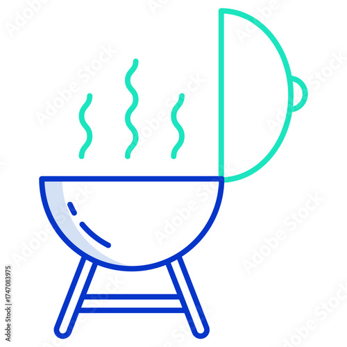 barbecue pot outline color icon design