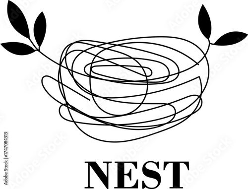 Minimalist nest illustration simple line art vector design perfect for logo or icon use