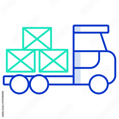 package delivery truck outline color icon design