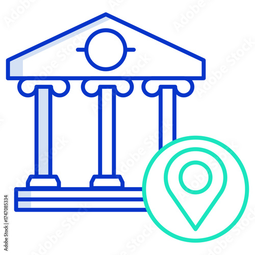 bank location outline color icon design