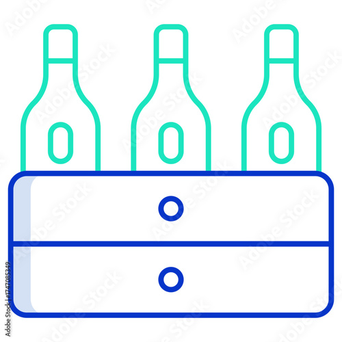 wine bottles box outline color icon design