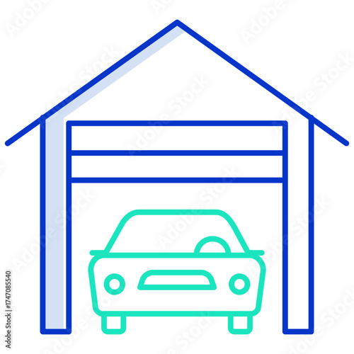 car shed outline color icon design