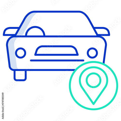 car navigate outline color icon design