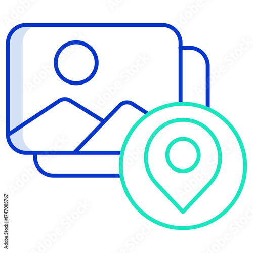 location photo outline color icon design