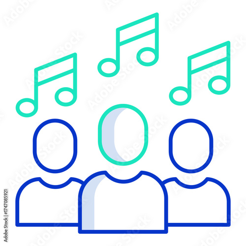 music audience outline color icon design