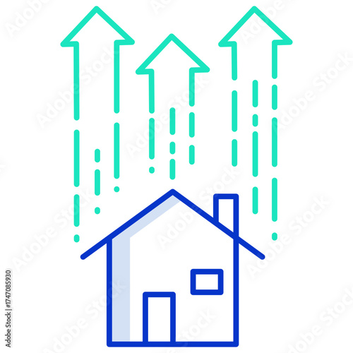 home valuation up outline color icon design