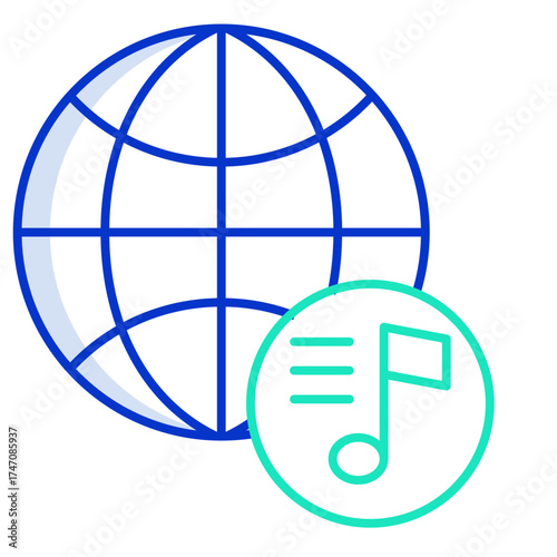 world music outline color icon design