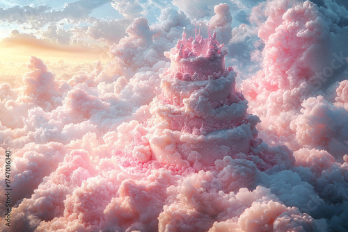 Fantasy art with clouds, fairy tale. AI generative