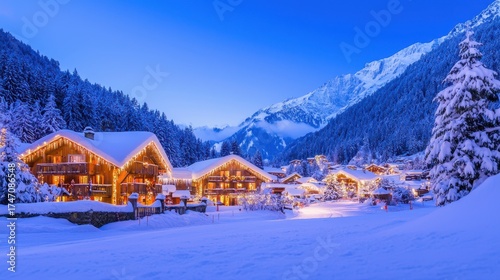 Fototapeta Naklejka Na Ścianę i Meble -  Small town with houses and a mountain in the background