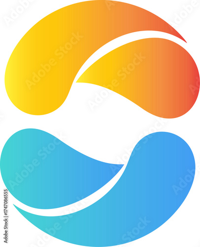 Abstract icon with sun and water elements modern gradient vector design suitable for logo or brand identity