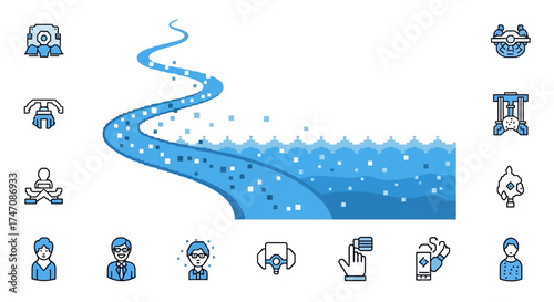 Stylized Graphic of a Meandering Water Stream.